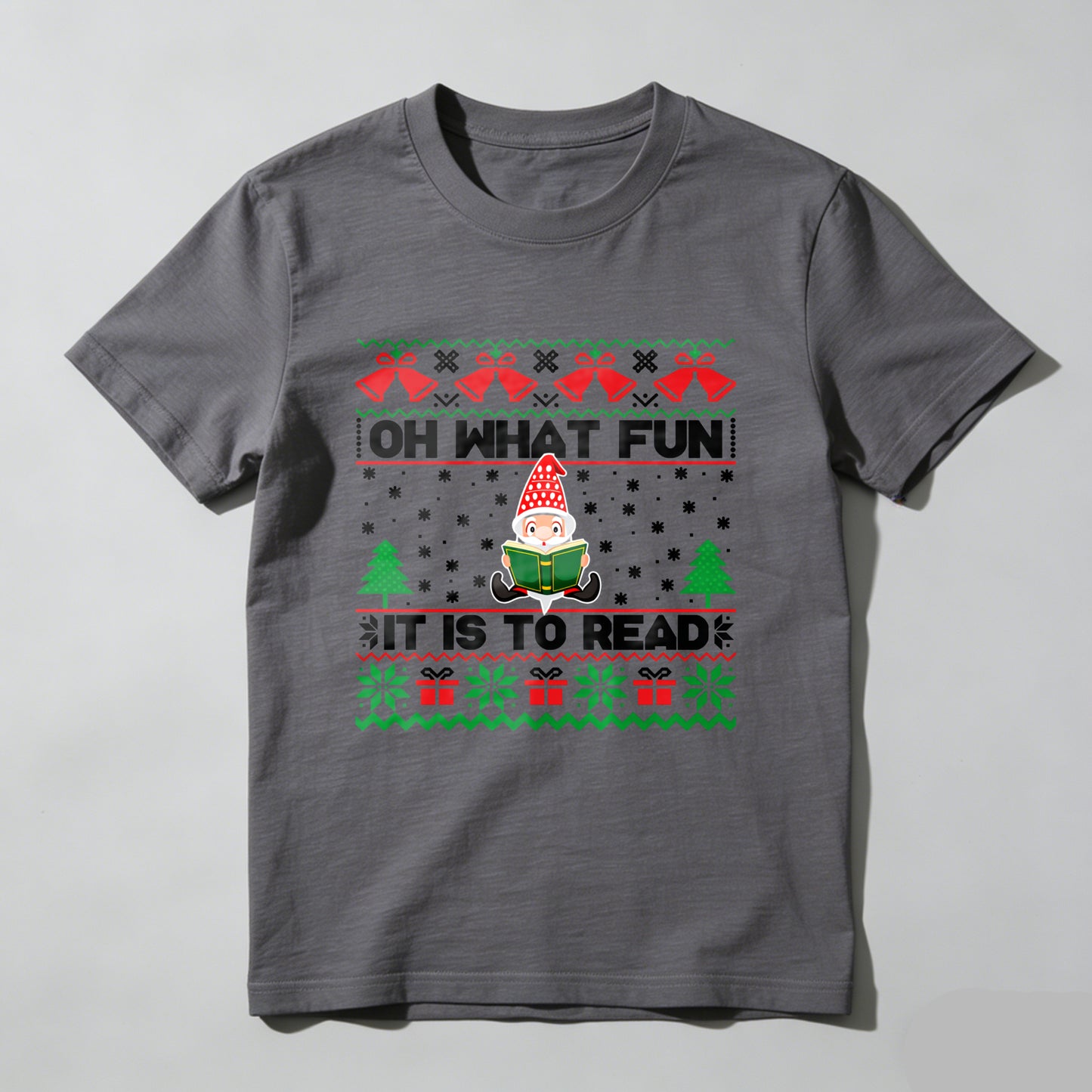 Wardrobecart Elf Reading Book Christmas Pattern Unisex Classic T-shirt