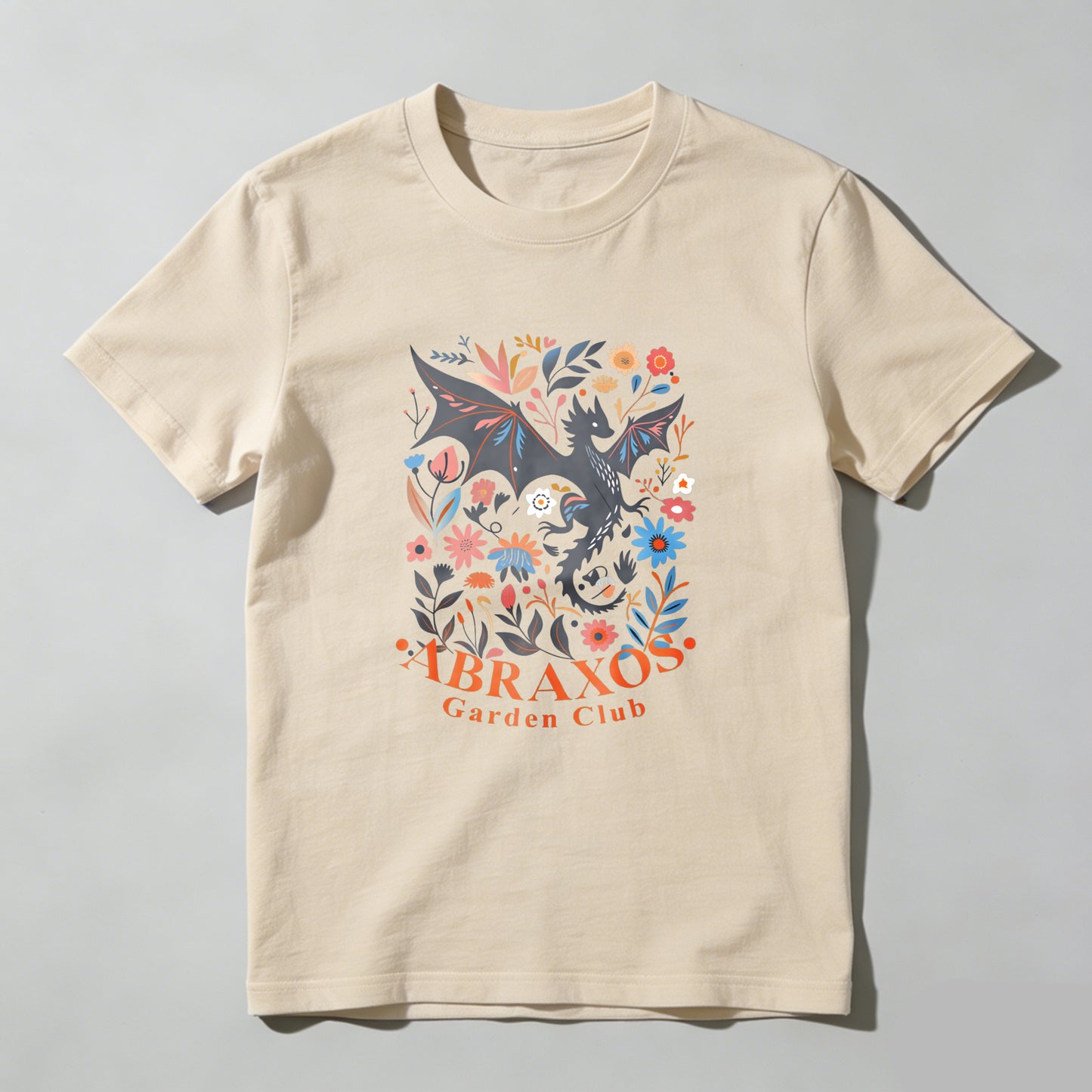 Wardrobecart Colorful Floral Dragon Design With Text Unisex Classic T-shirt