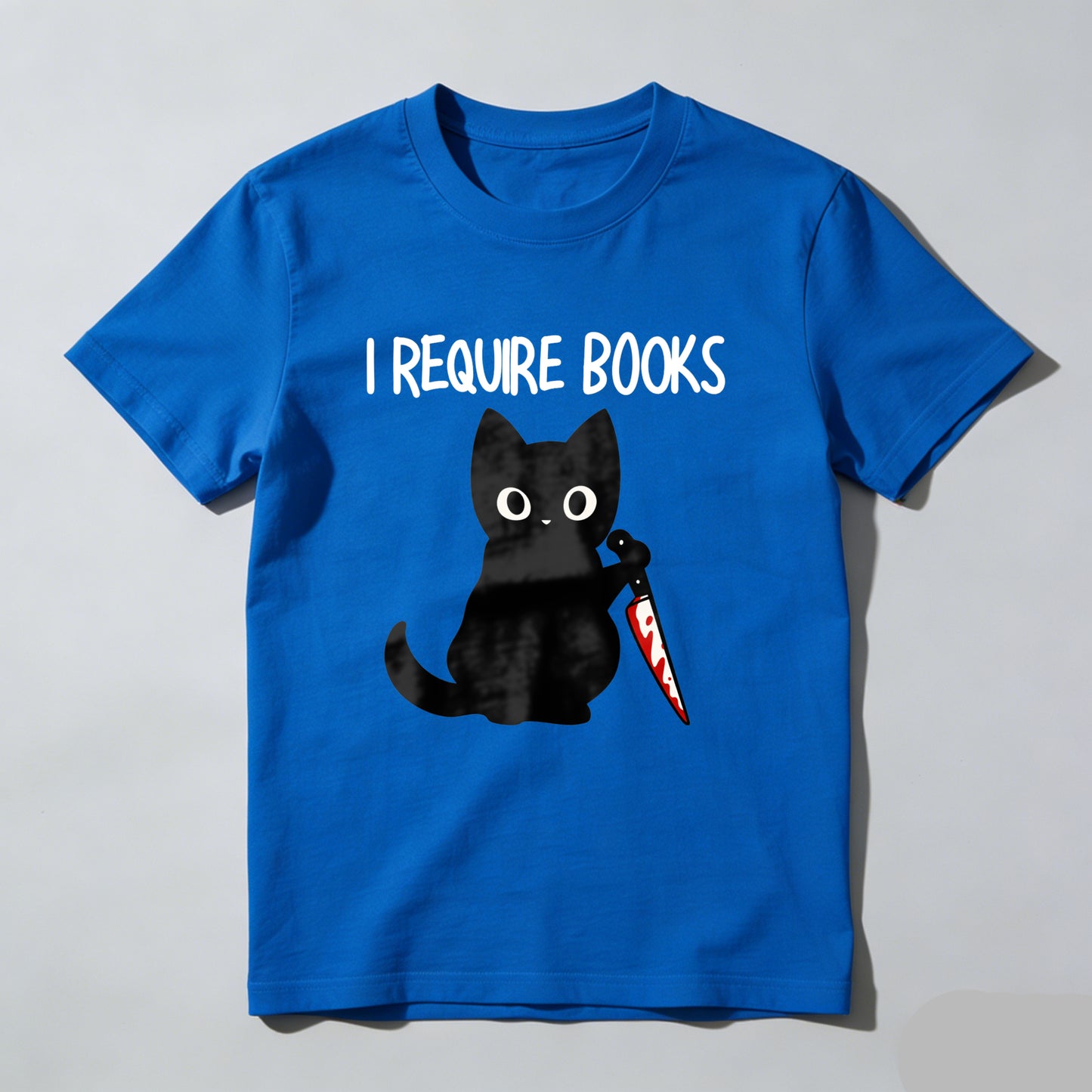 Wardrobecart I Require Books Cat With Knife Unisex Classic T-shirt
