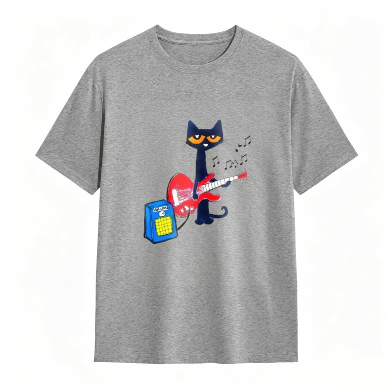 Pete the Cat Playing Guitar Funny Graphic Tee