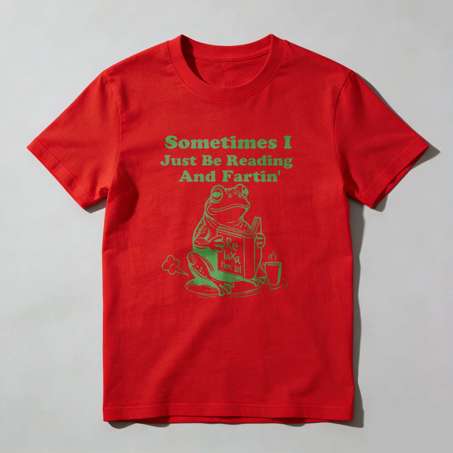 Wardrobecart Frog Reading Book And Farting With Cup Unisex Classic T-shirt