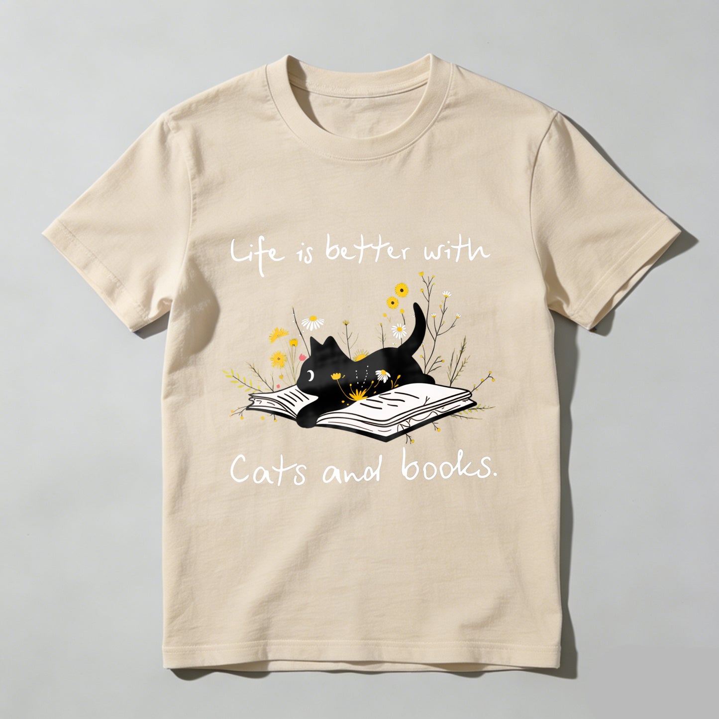 Wardrobecart Life Is Better With Cats And Books Unisex Classic T-shirt