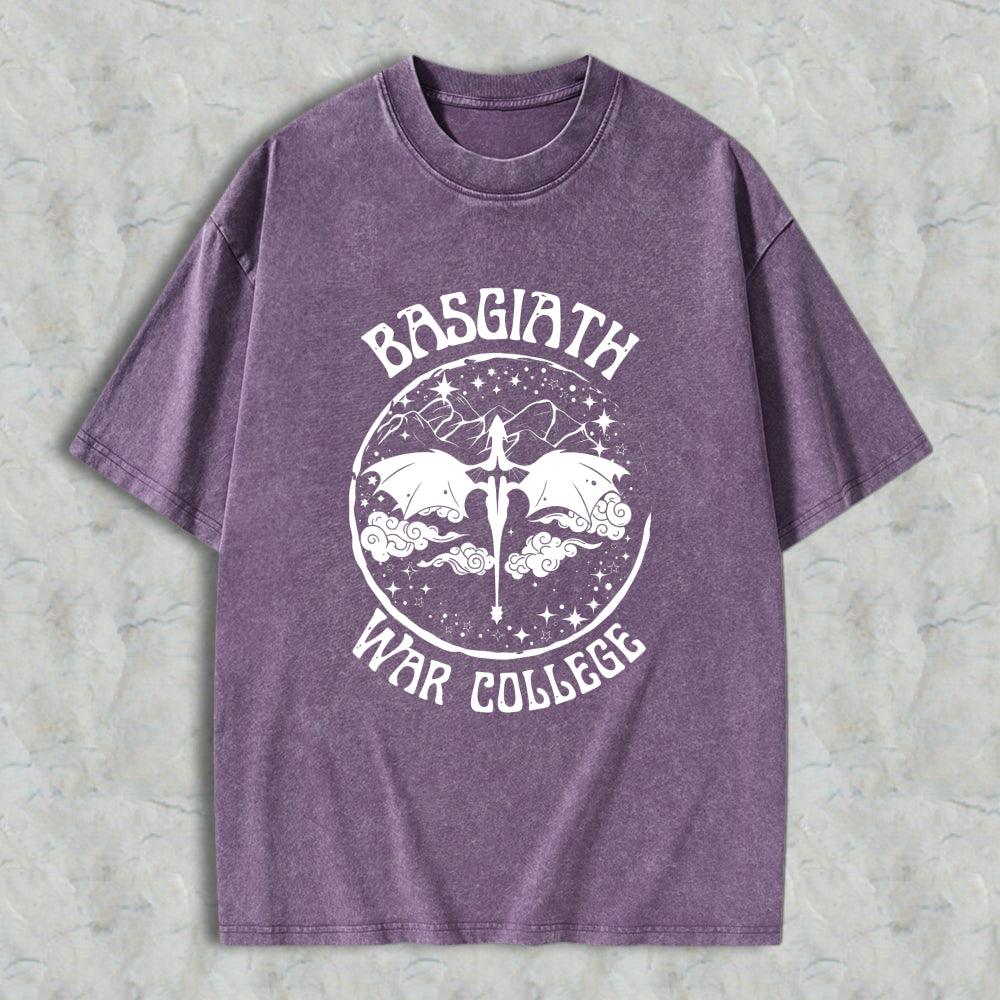 Wardrobecart Basgiath War College Dragon And Sword Emblem Unisex Washed T-shirt