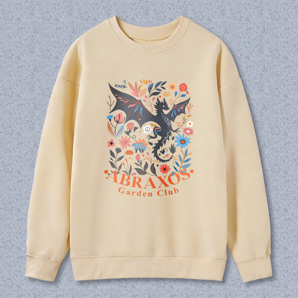 Wardrobecart Dragon And Floral Design Abraxos Garden Club Unisex Classic Sweatshirt
