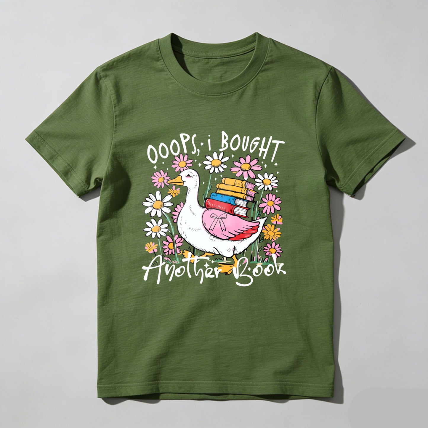 Wardrobecart Duck Carrying Books Among Flowers Unisex Classic T-shirt