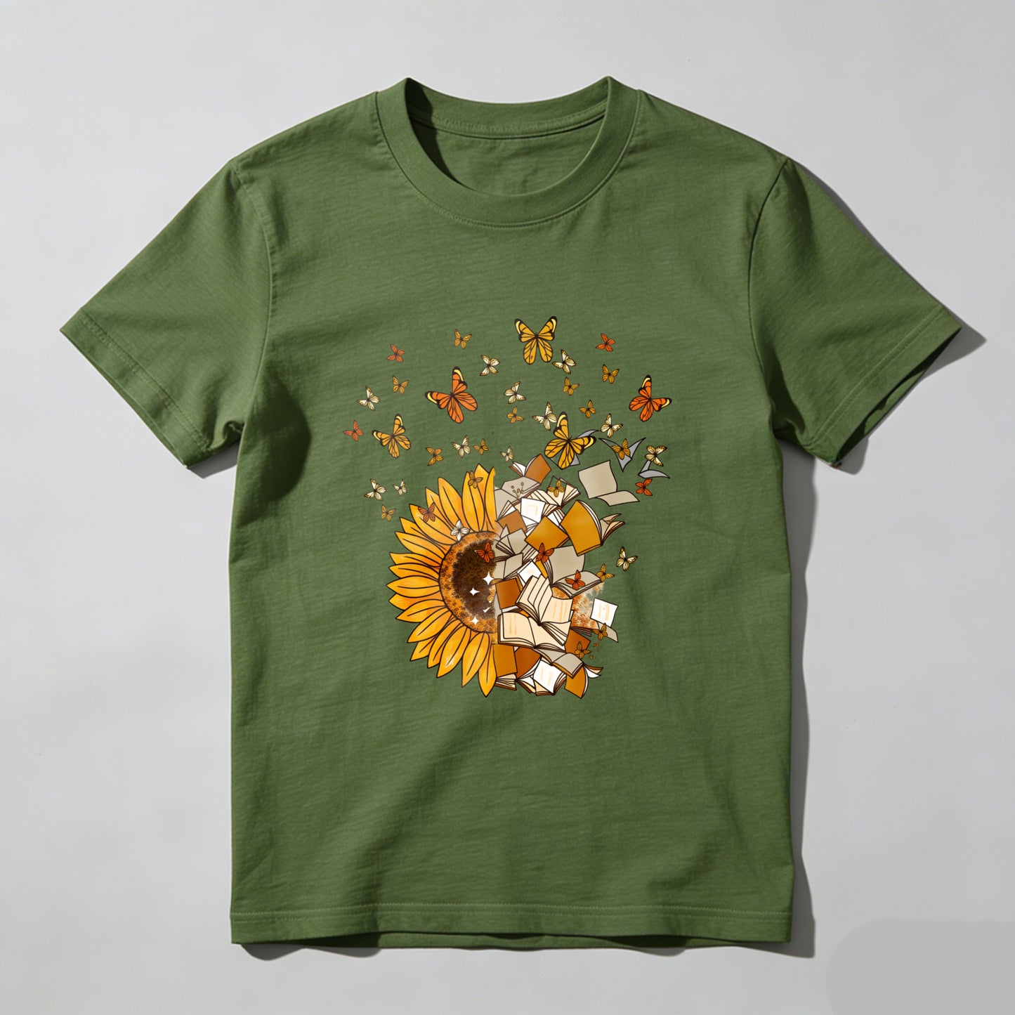 Wardrobecart Sunflower Books Butterflies Reading Nature Art Design Unisex Classic T-shirt