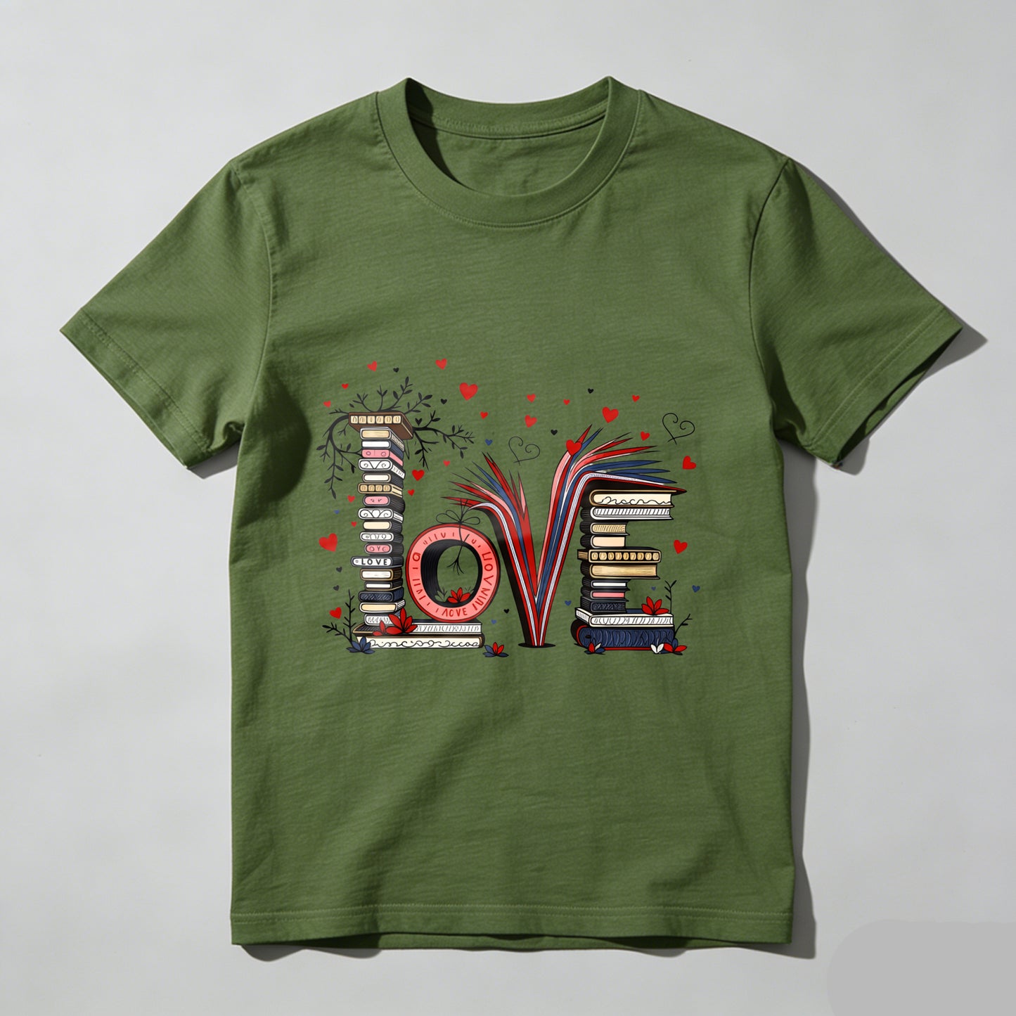Wardrobecart Love Books Stack Hearts Colorful Design Unisex Classic T-shirt