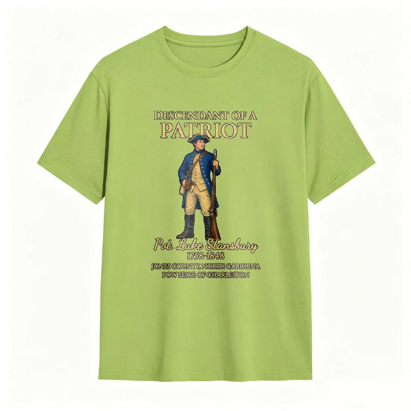 Descendant Of A Patriot Revolutionary War Soldier Portrait With Historical Text T-shirt