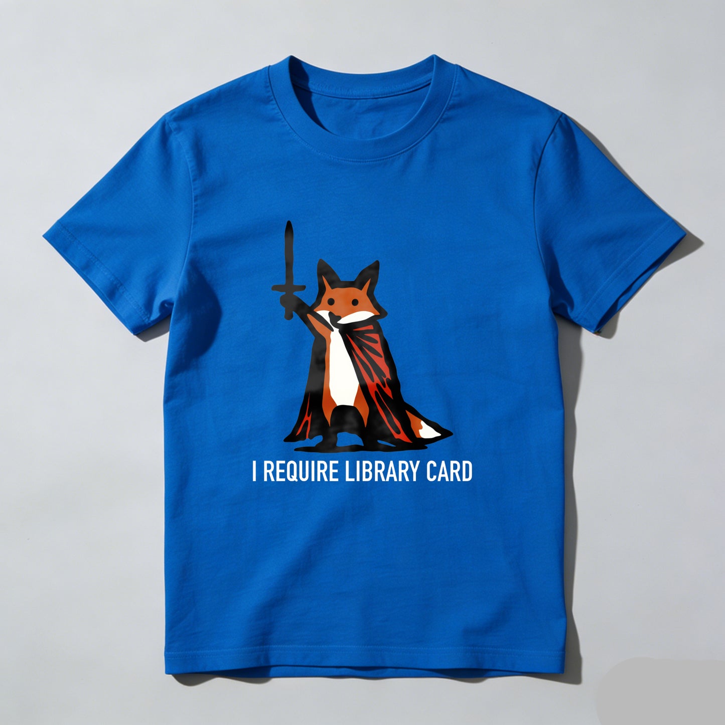 Wardrobecart Fox With Cape And Sword I Require Library Card Unisex Classic T-shirt