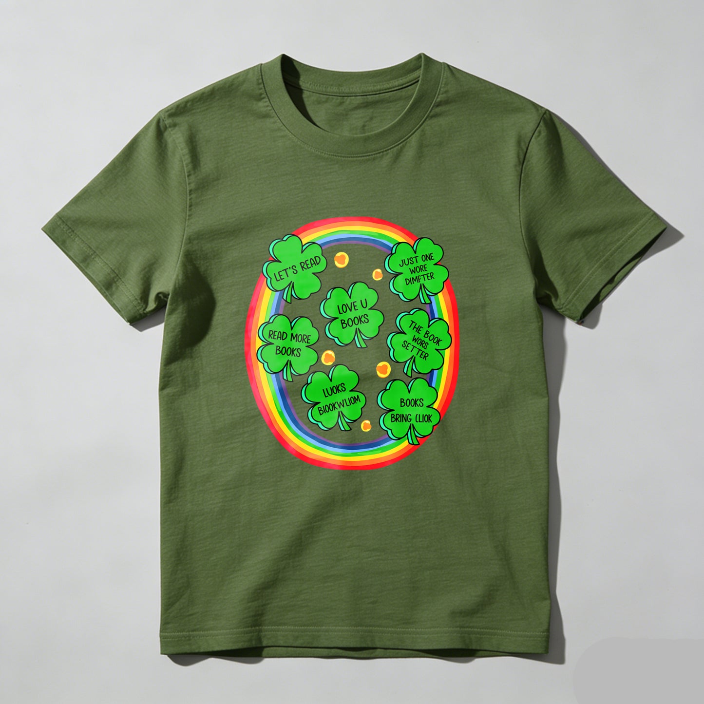 Wardrobecart Rainbow Clover With Messages Inside Unisex Classic T-shirt