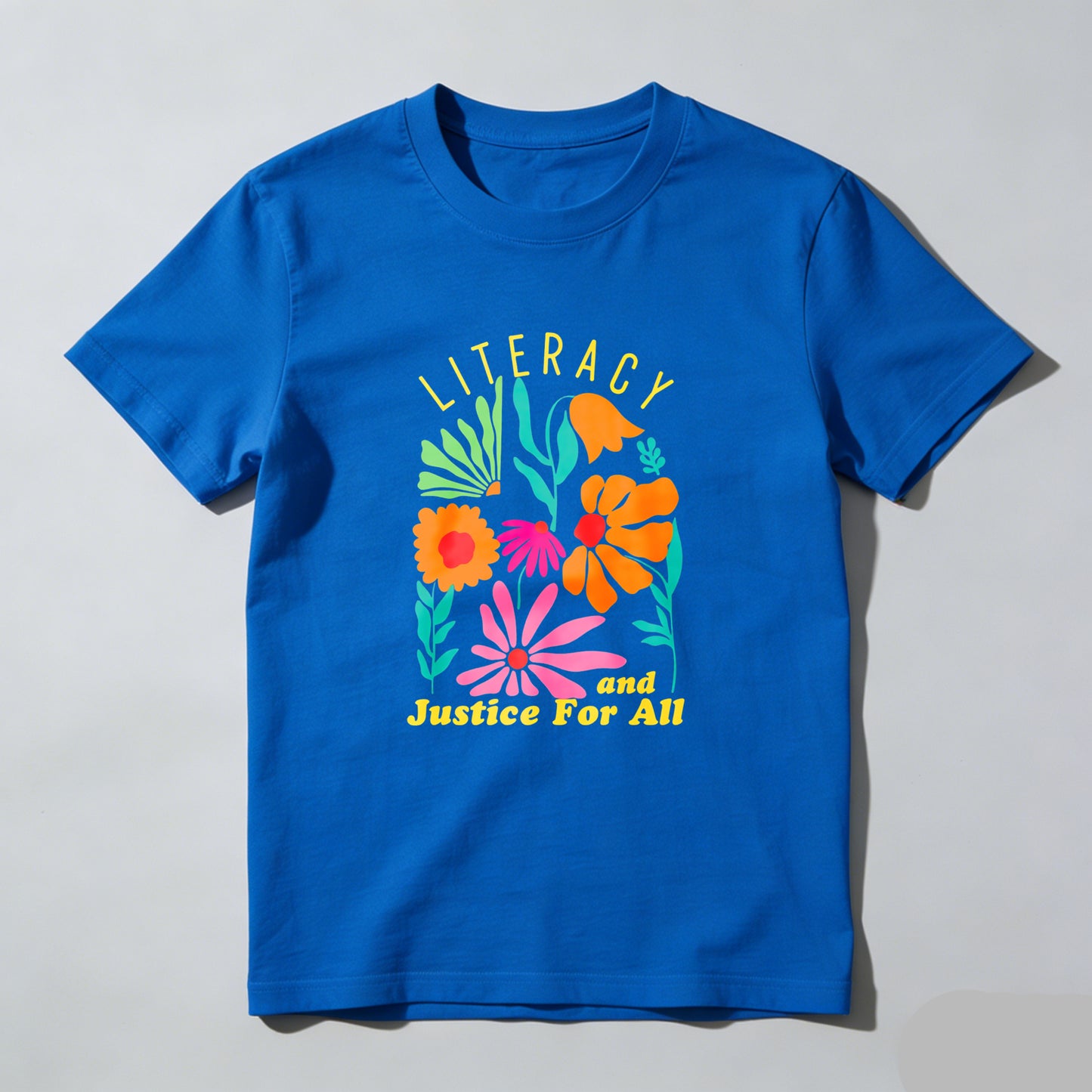 Wardrobecart Literacy And Justice For All Floral Design Unisex Classic T-shirt