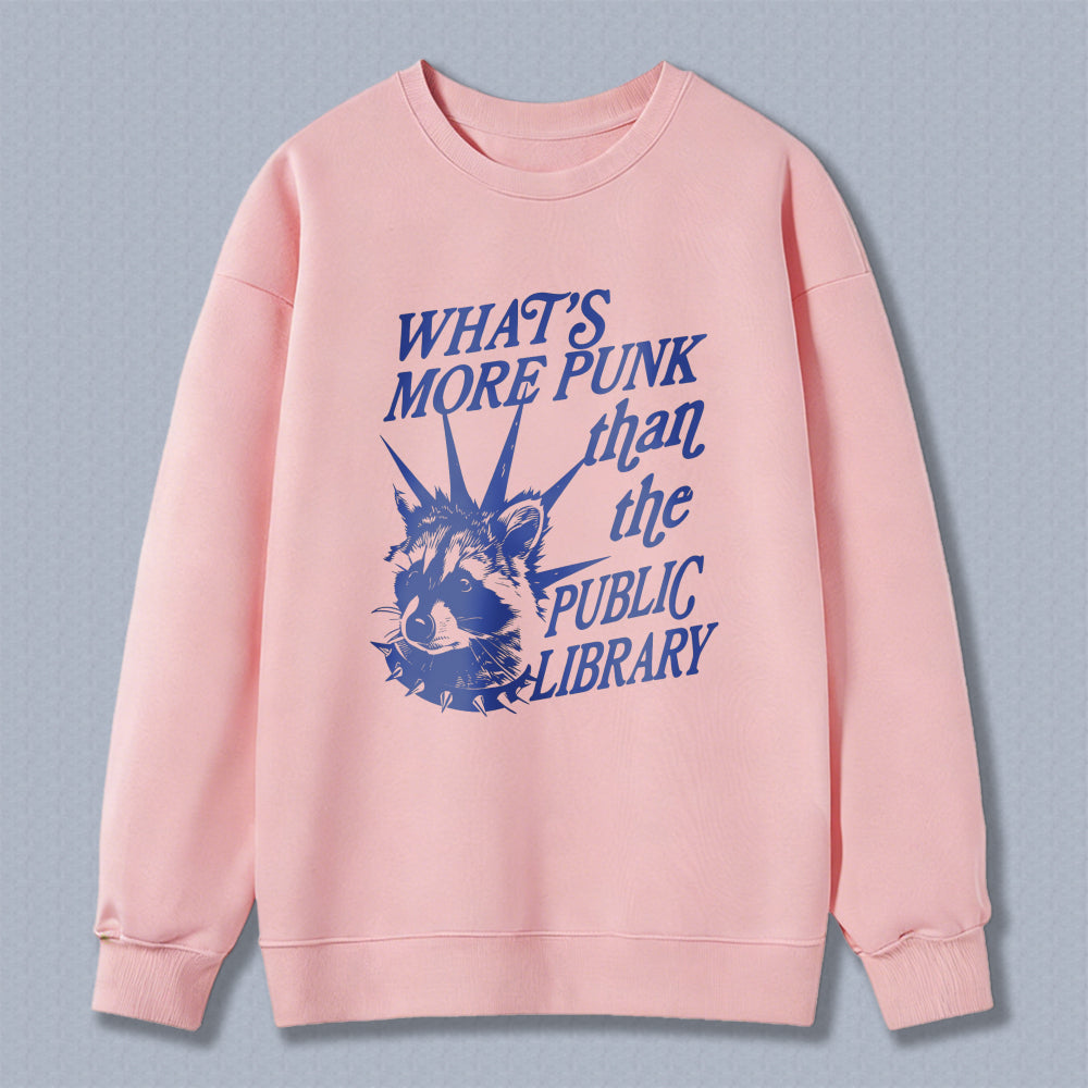 Wardrobecart What's More Punk Than The Public Library Raccoon Graphic Unisex Classic Sweatshirt