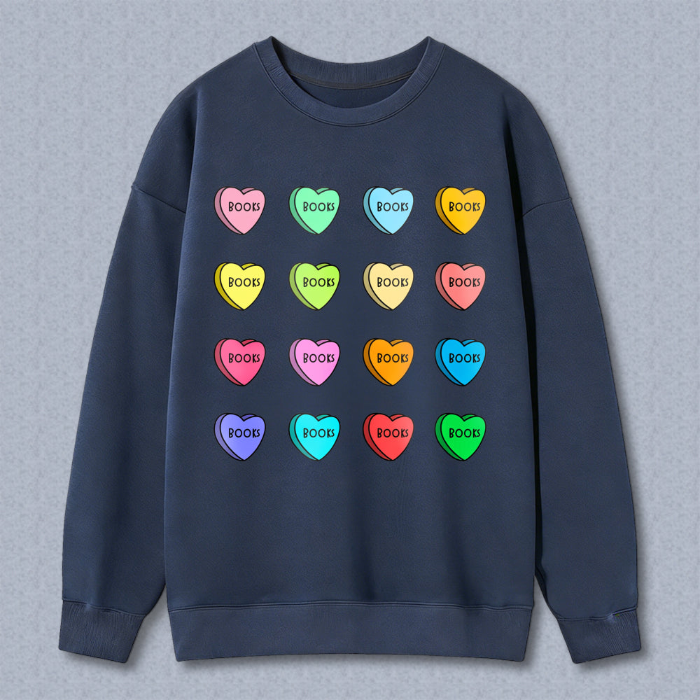Wardrobecart Candy Heart Book Pattern Unisex Classic Sweatshirt