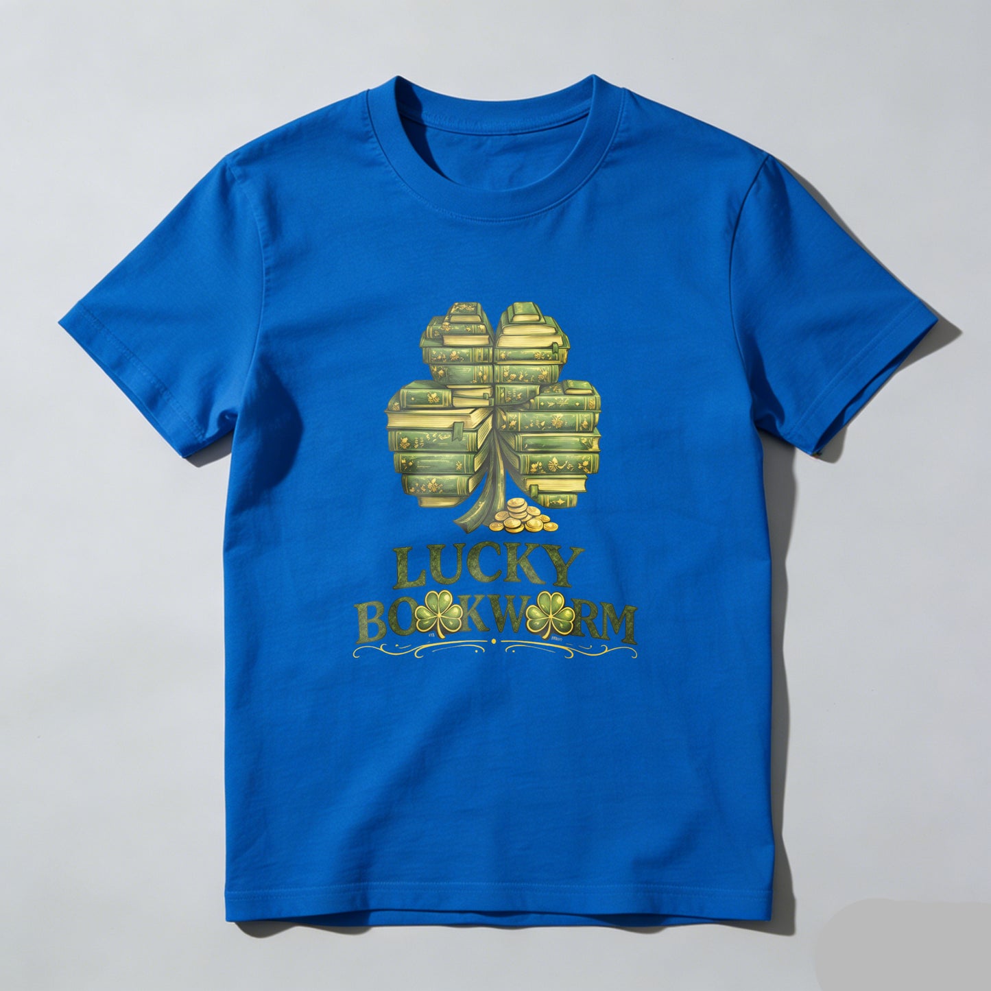 Wardrobecart Lucky Bookworm Shamrock Books Design Unisex Classic T-shirt