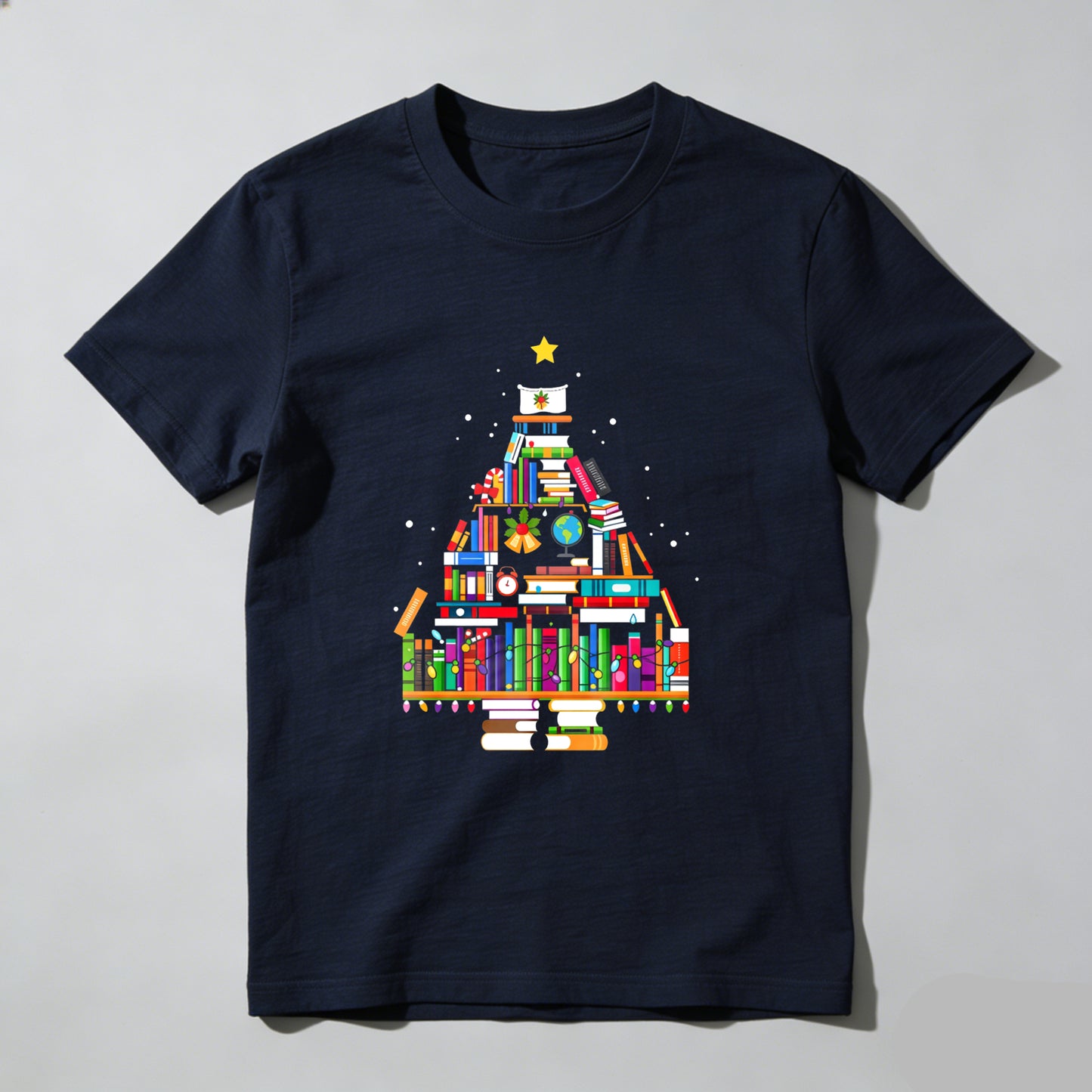 Wardrobecart Books Form Christmas Tree Pattern Unisex Classic T-shirt