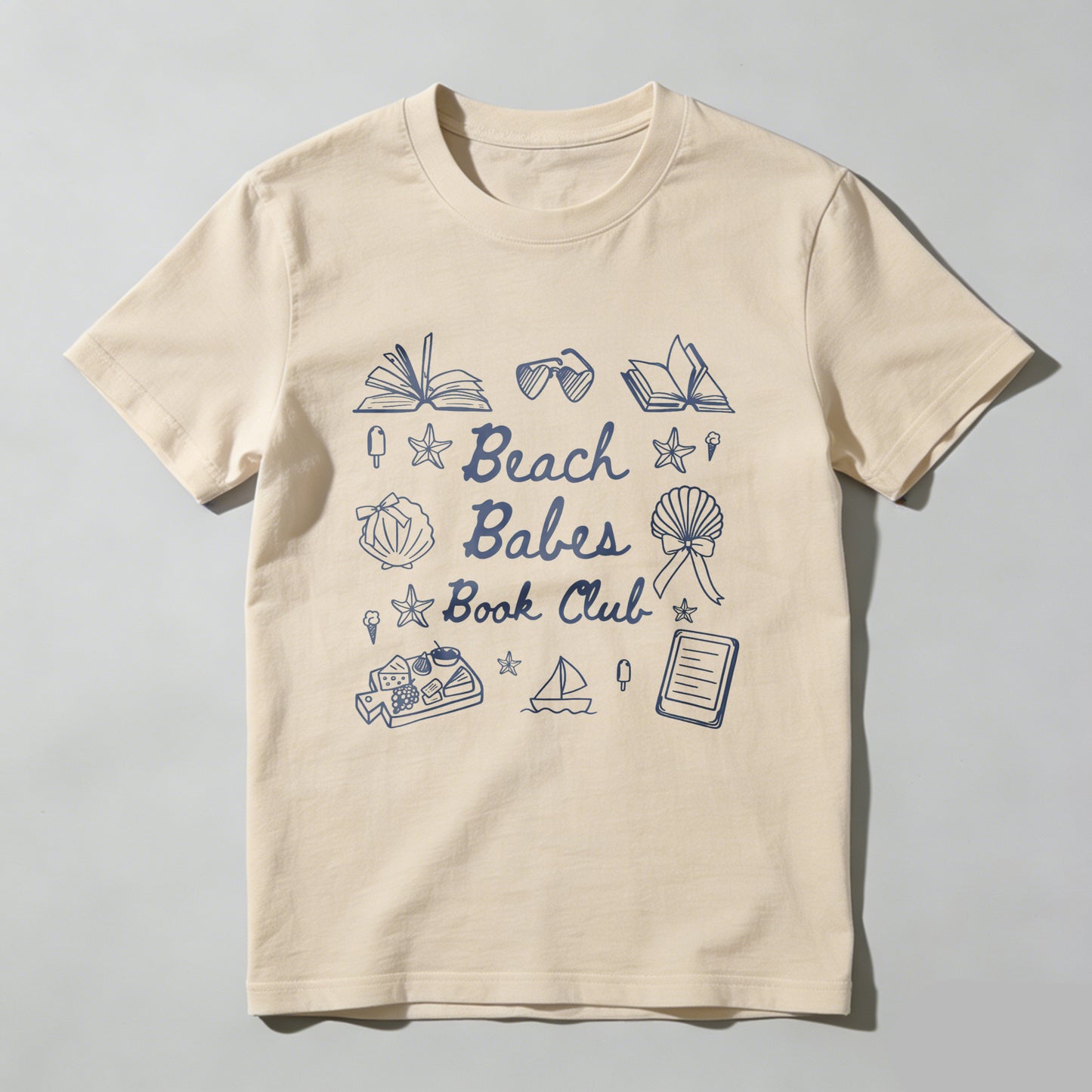 Wardrobecart Beach Babes Book Club Design Unisex Classic T-shirt 100% cotton