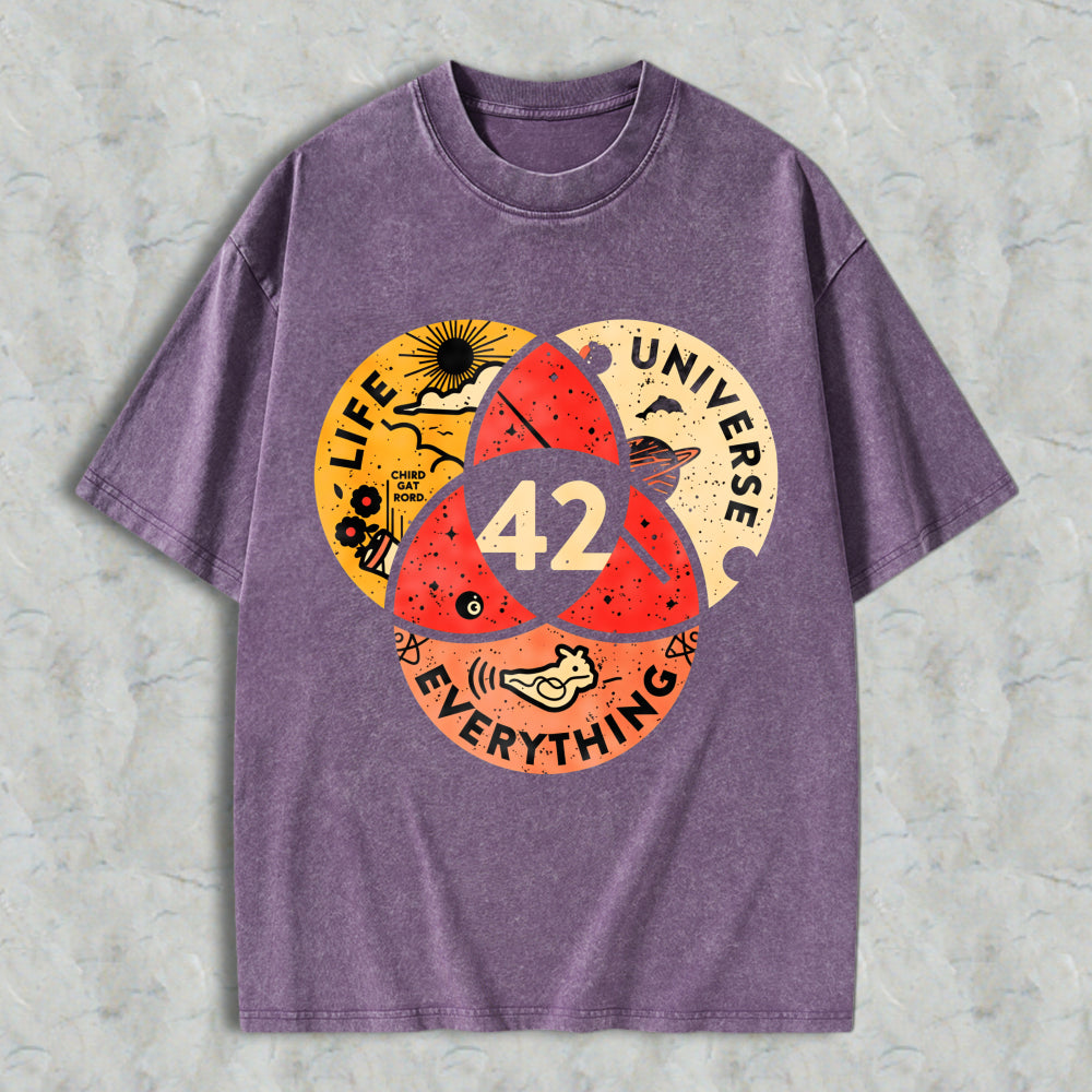 Wardrobecart Venn Diagram Life Universe Everything 42 Unisex Washed T-shirt
