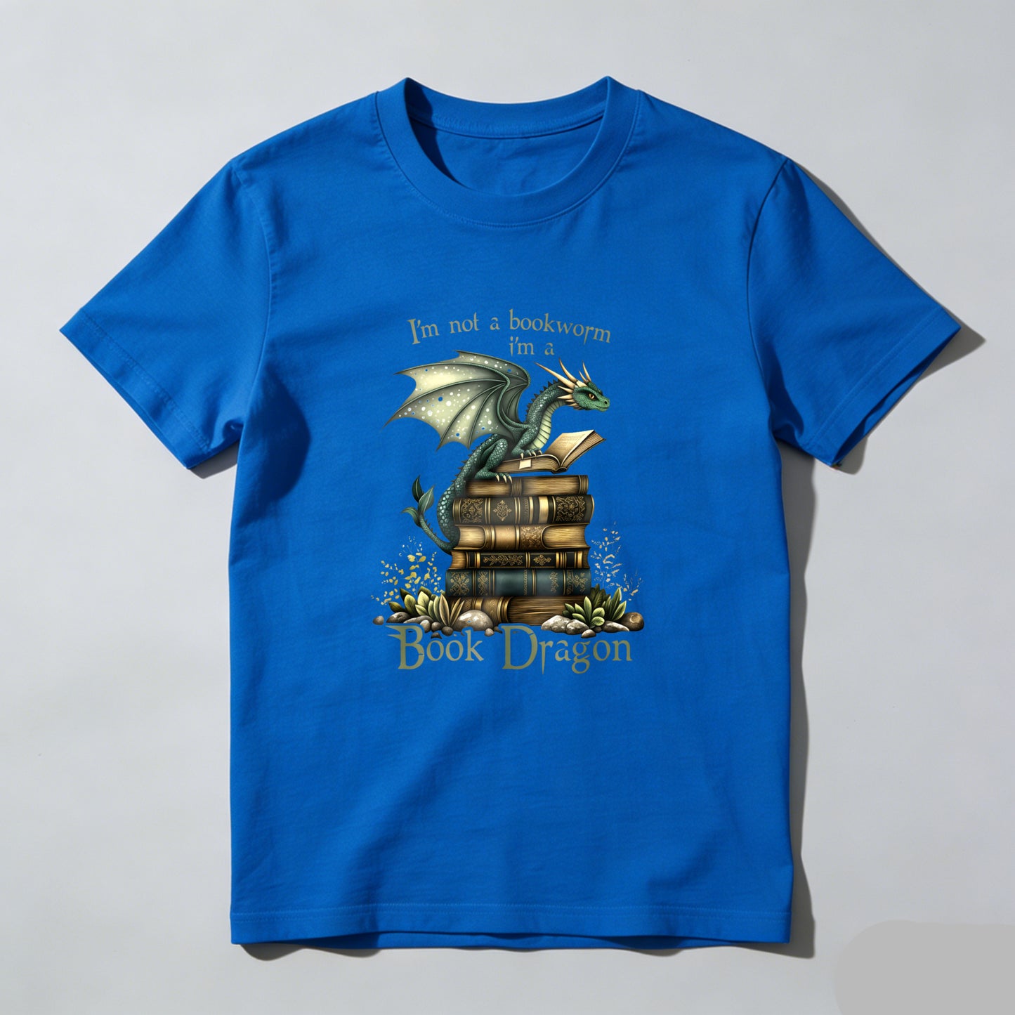 Wardrobecart Dragon Perched On Books With Text Above And Below Unisex Classic T-shirt