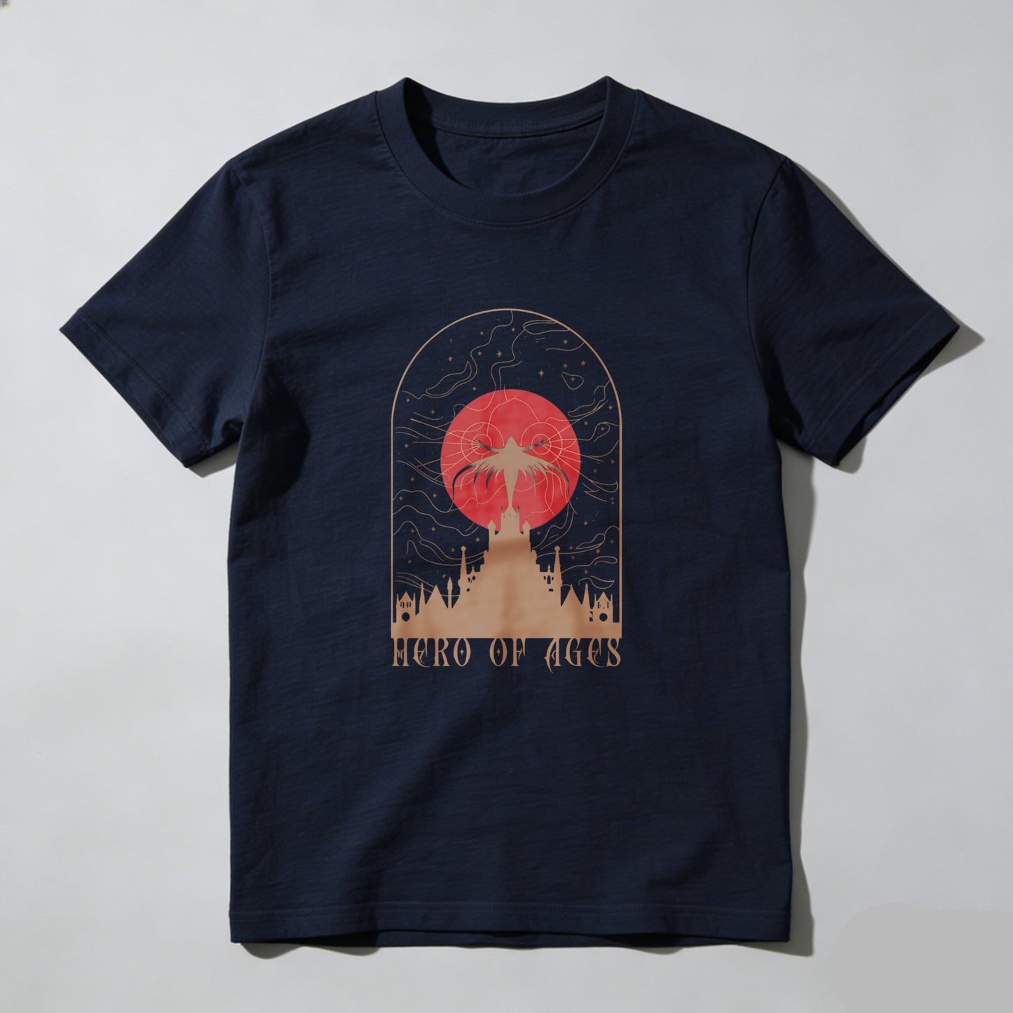 Wardrobecart Hero Of Ages Red Moon Castle Sky Unisex Classic T-shirt