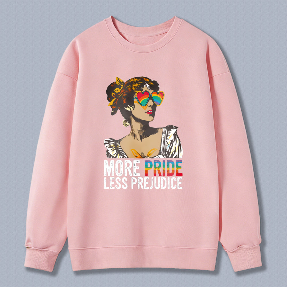 Wardrobecart Woman With Rainbow Heart Sunglasses And Pride Text Unisex Classic Sweatshirt