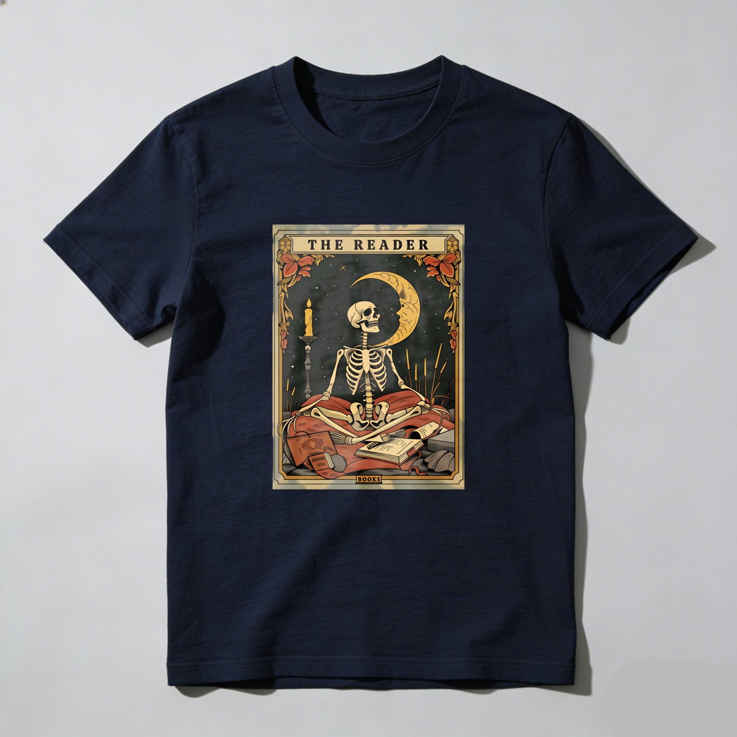 Wardrobecart The Reader Skeleton Tarot Card Design Unisex Classic T-shirt