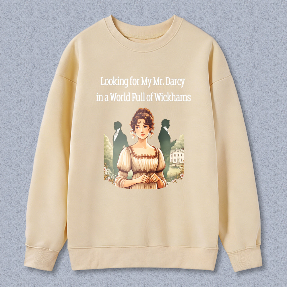 Wardrobecart Classic Woman In Vintage Dress With Garden Background Unisex Classic Sweatshirt