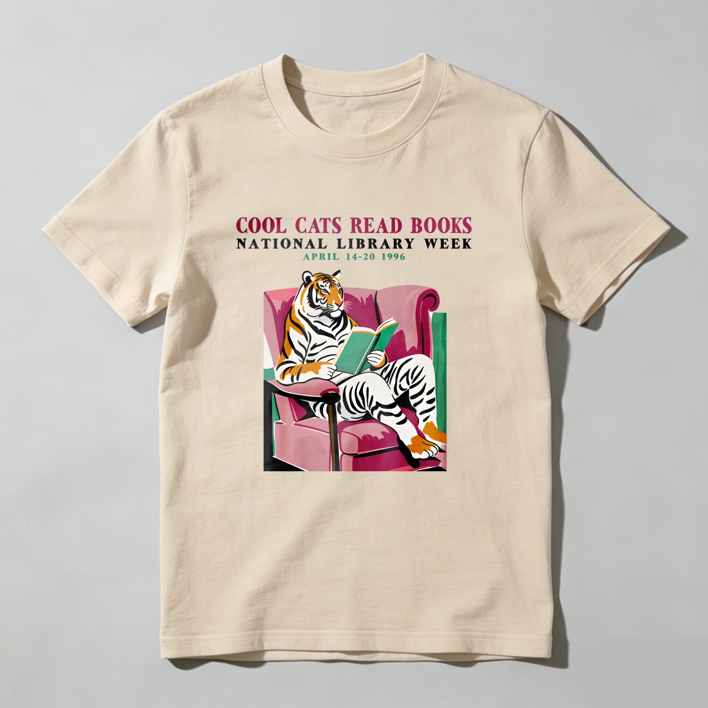 Wardrobecart Tiger Reading Book In Armchair Unisex Classic T-shirt