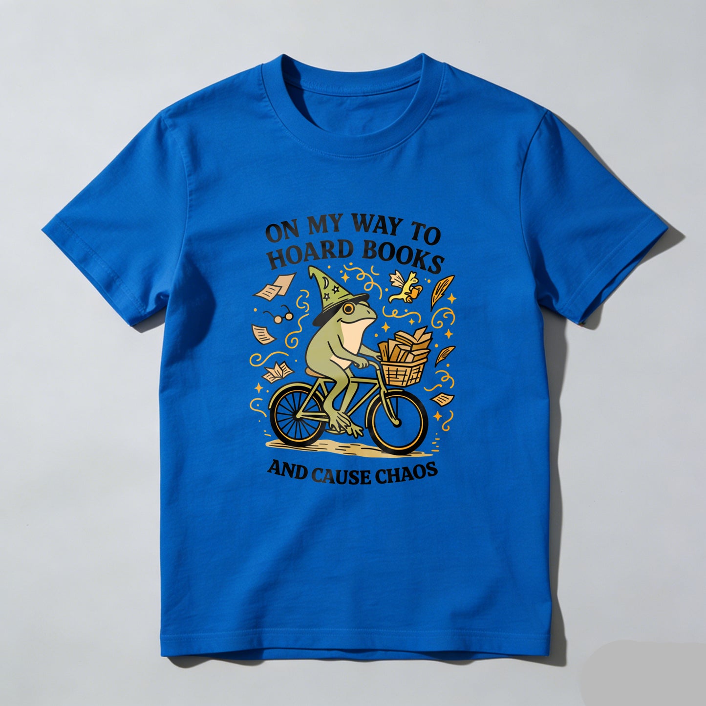 Wardrobecart Frog Riding Bike With Books And Hat Unisex Classic T-shirt