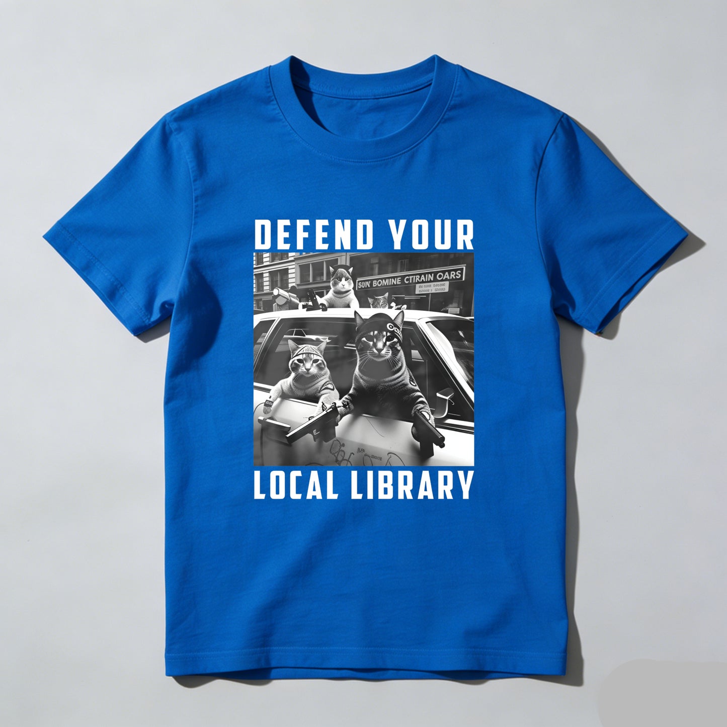 Wardrobecart Defend Your Local Library Cats With Guns Unisex Classic T-shirt