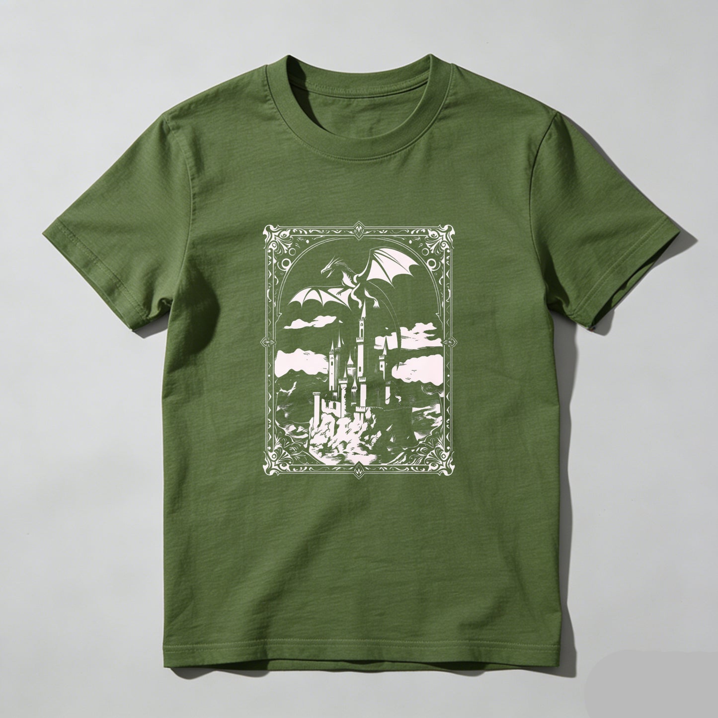 Wardrobecart Dragon Castle Sky Clouds Frame Artwork Design Unisex Classic T-shirt