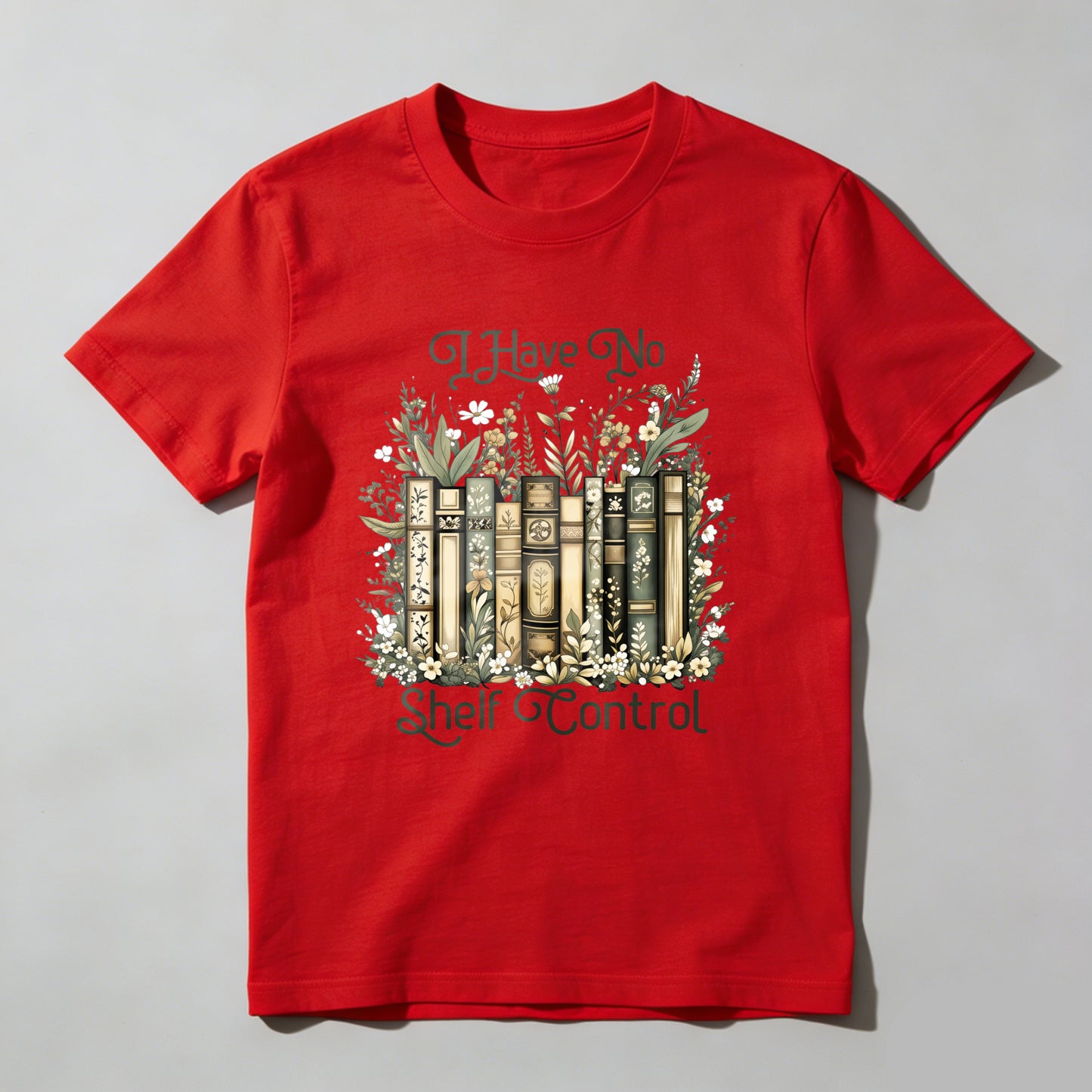 Wardrobecart Bookshelf And Floral Design I Have No Shelf Control Unisex Classic T-shirt