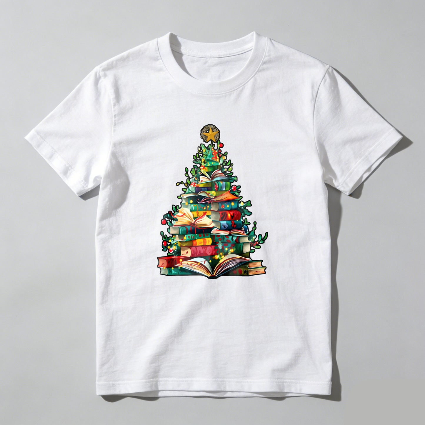Wardrobecart Books Form Christmas Tree With Star Top Unisex Classic T-shirt