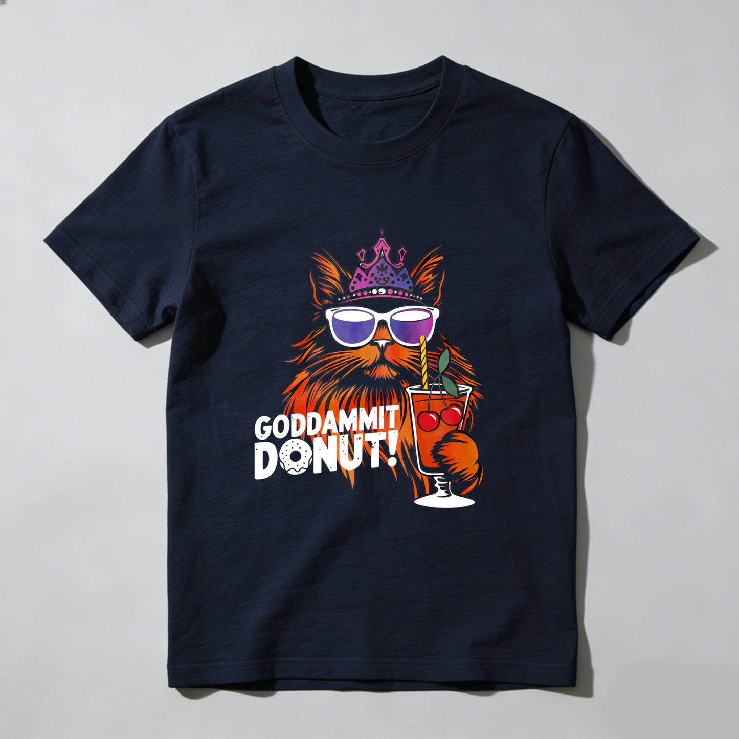 Wardrobecart Cat With Crown Sunglasses And Cocktail Unisex Classic T-shirt