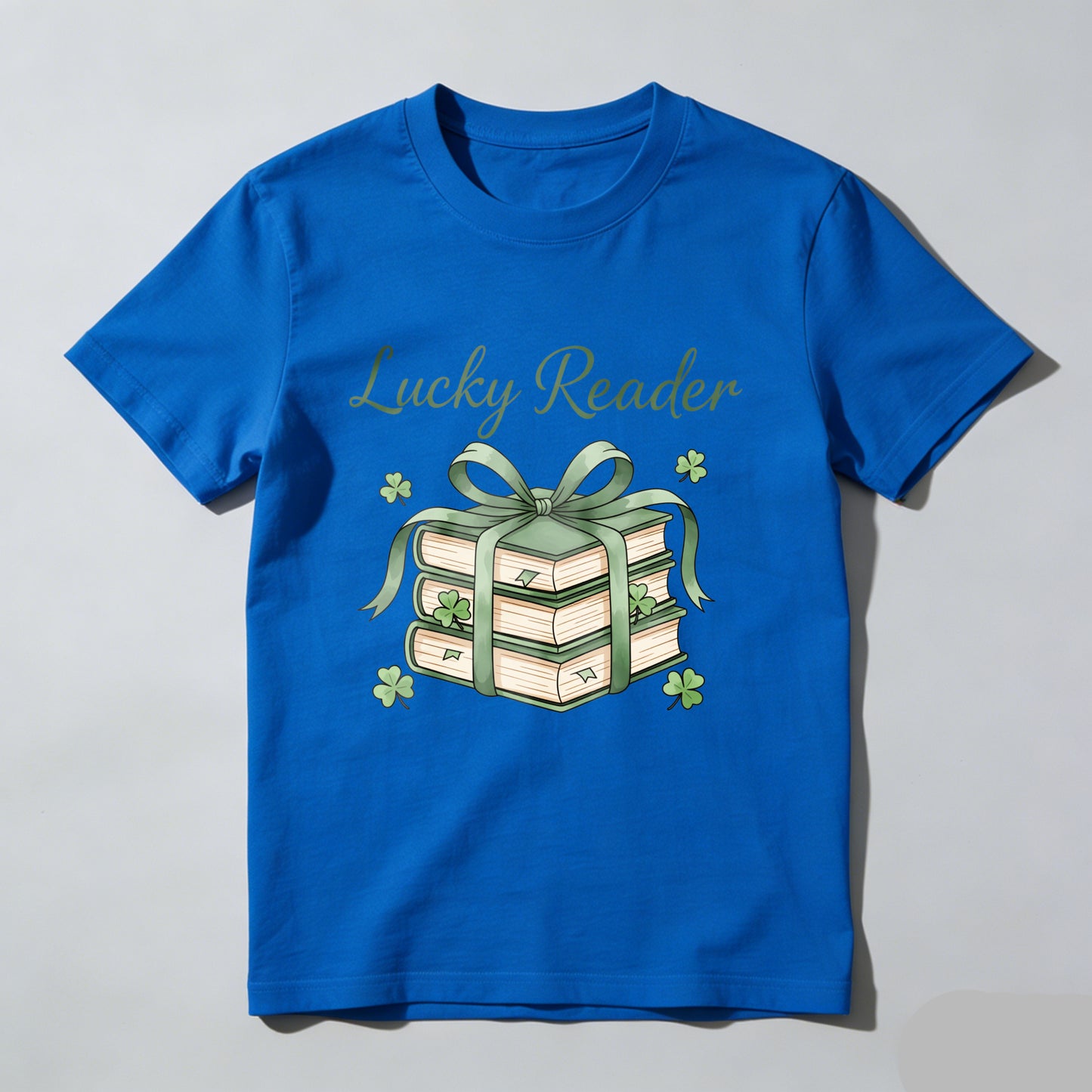 Wardrobecart Lucky Reader Books With Green Ribbon And Shamrocks Unisex Classic T-shirt