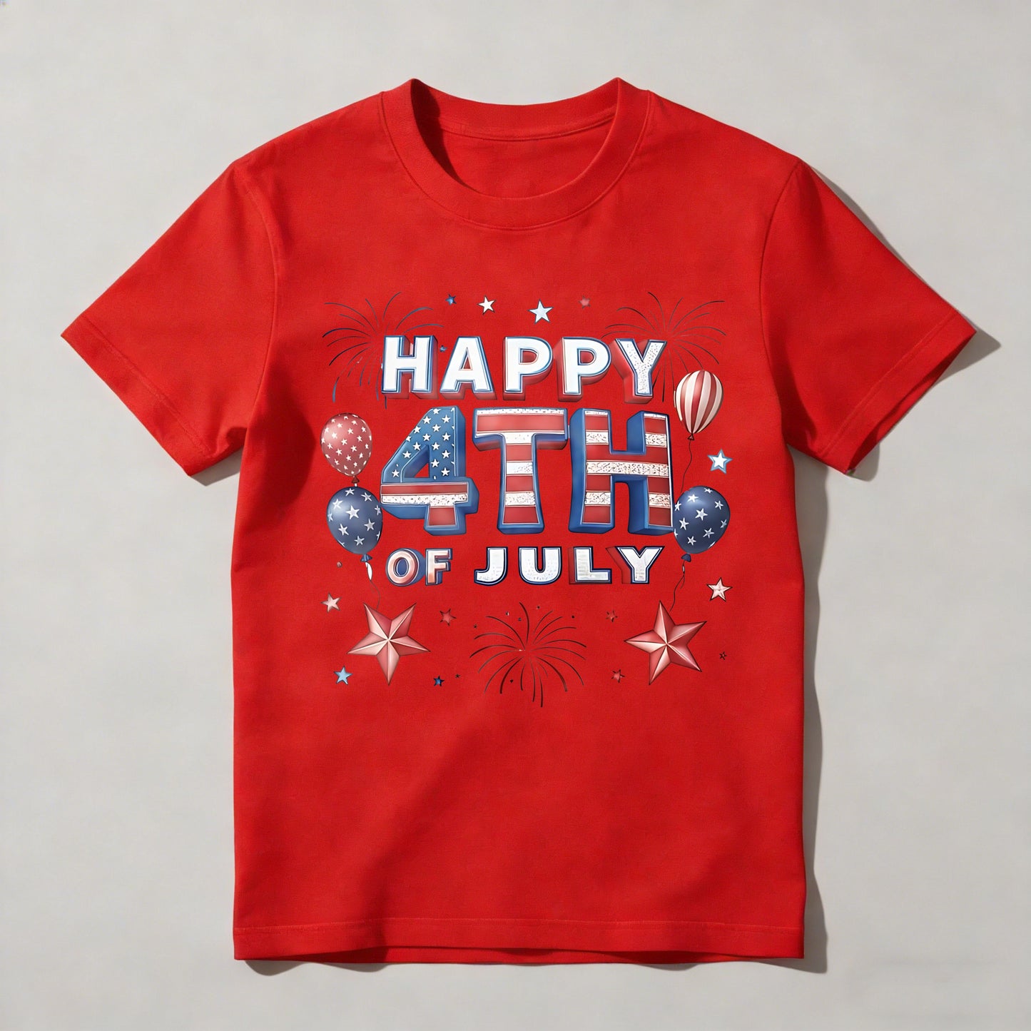 Happy 4th Of July Patriotic Stars And Balloons T-shirt