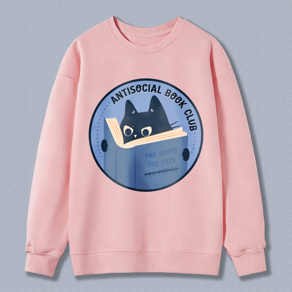 Wardrobecart Antisocial Book Club Cat Reading Book Pro Books Pro Cats Unisex Classic Sweatshirt
