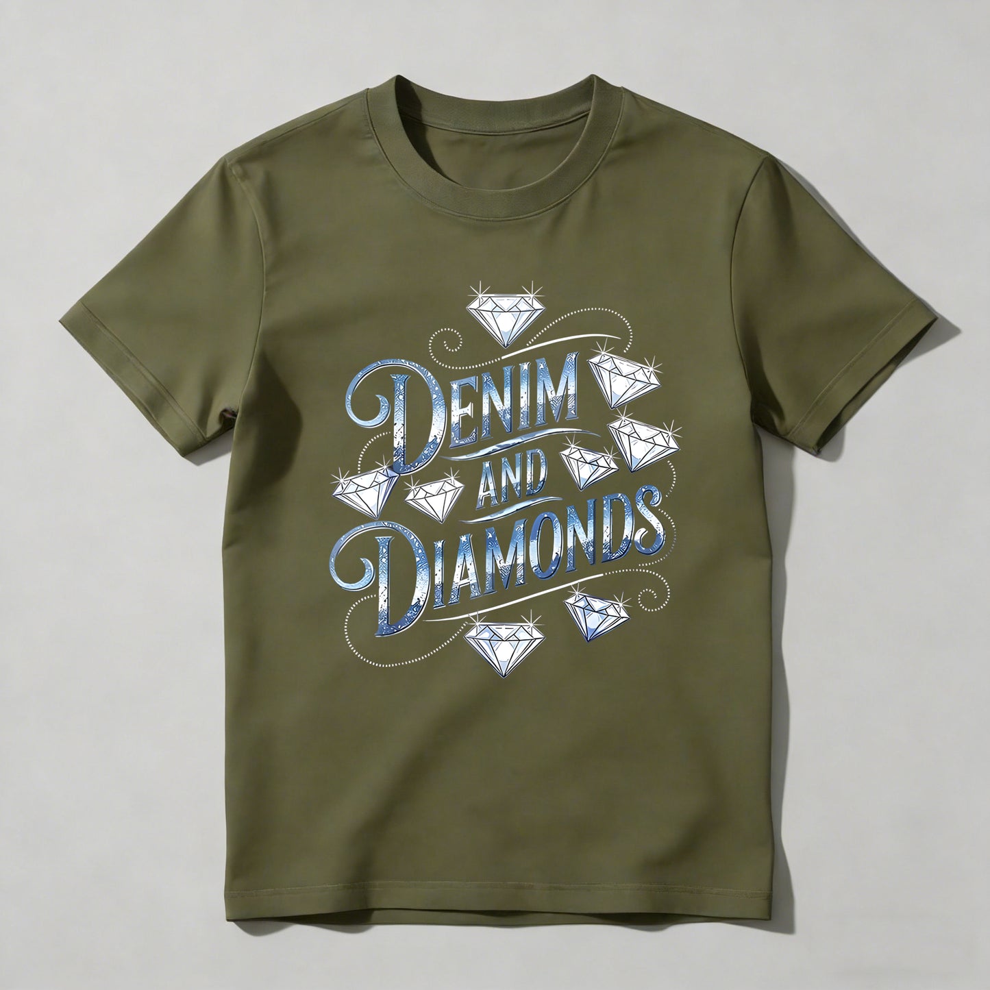 Denim And Diamonds Graphic Design T-shirt