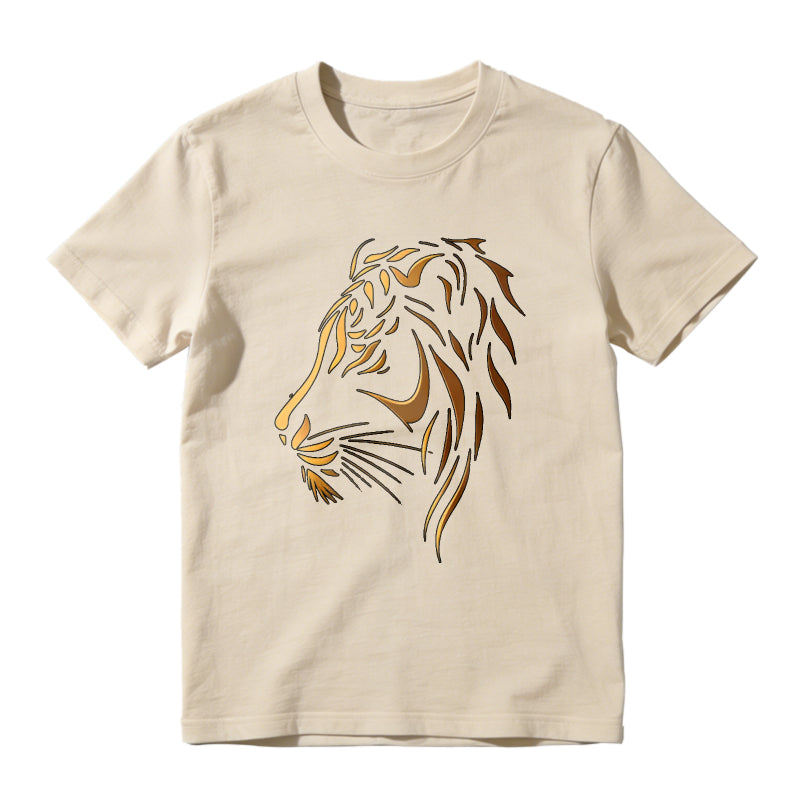 Vintage Tiger Graphic Tee – Thick Cotton Retro Print Loose Fit Summer T-Shirt for Men Women