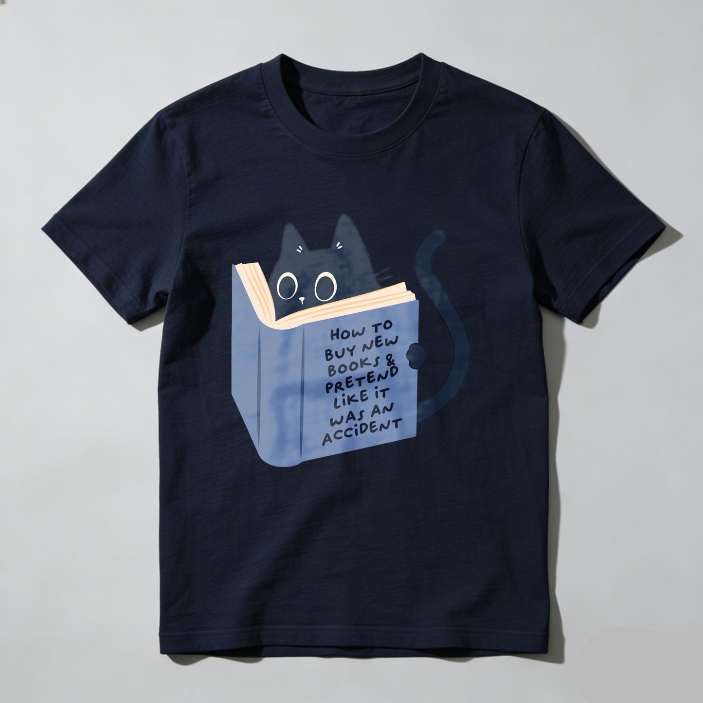 Wardrobecart Cat Reading Book With Text On Cover Unisex Classic T-shirt