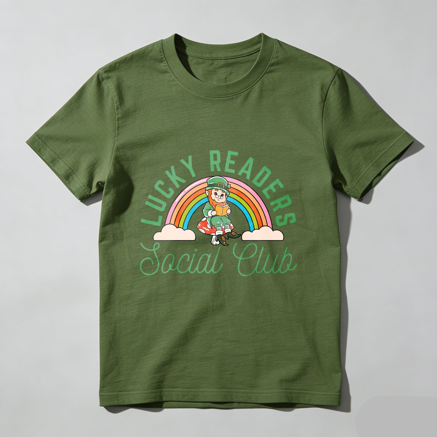 Wardrobecart Lucky Readers Social Club Rainbow Leprechaun Unisex Classic T-shirt