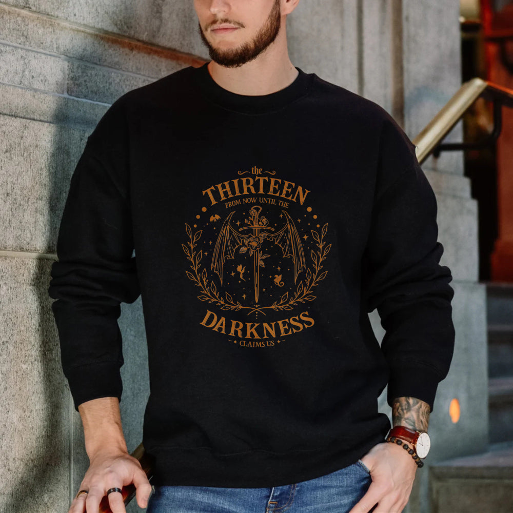 Wardrobecart Thirteen Darkness Design With Winged Sword And Laurel Wreath Unisex Classic Sweatshirt