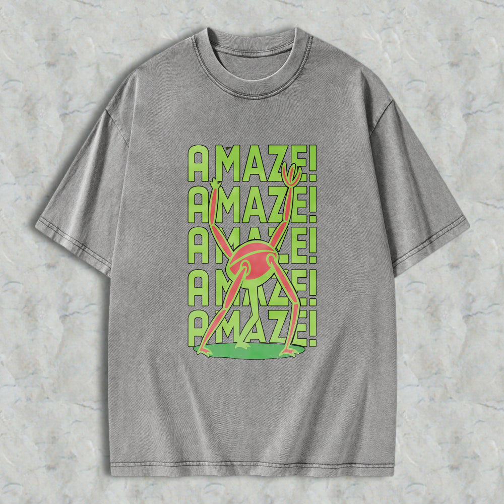 Wardrobecart Amazing Frog Stacked Text Design Unisex Washed T-shirt
