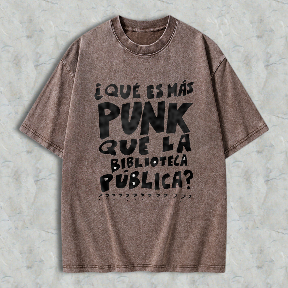 Wardrobecart What Is More Punk Than The Public Library Question Mark Unisex Washed T-shirt