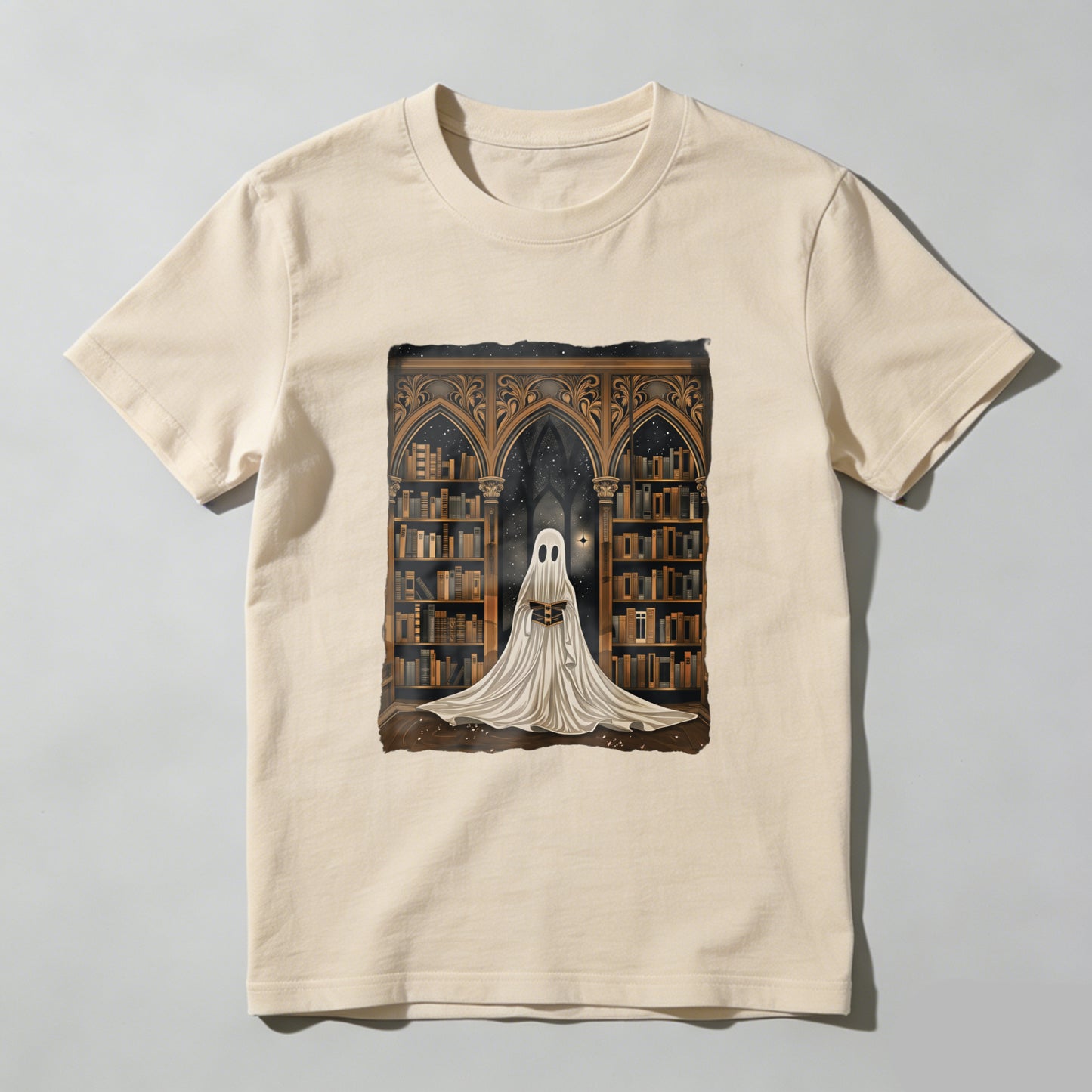 Wardrobecart Ghost In Library With Books And Stars Unisex Classic T-shirt