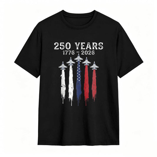 250 Years 1776 2026 American Independence Celebration With Stars And Stripes Design T-shirt