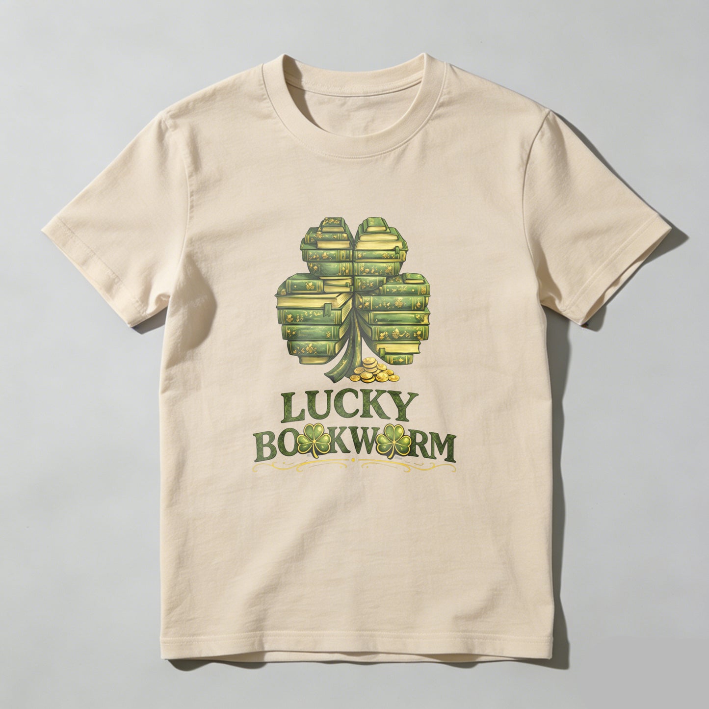 Wardrobecart Lucky Bookworm Shamrock Books Design Unisex Classic T-shirt