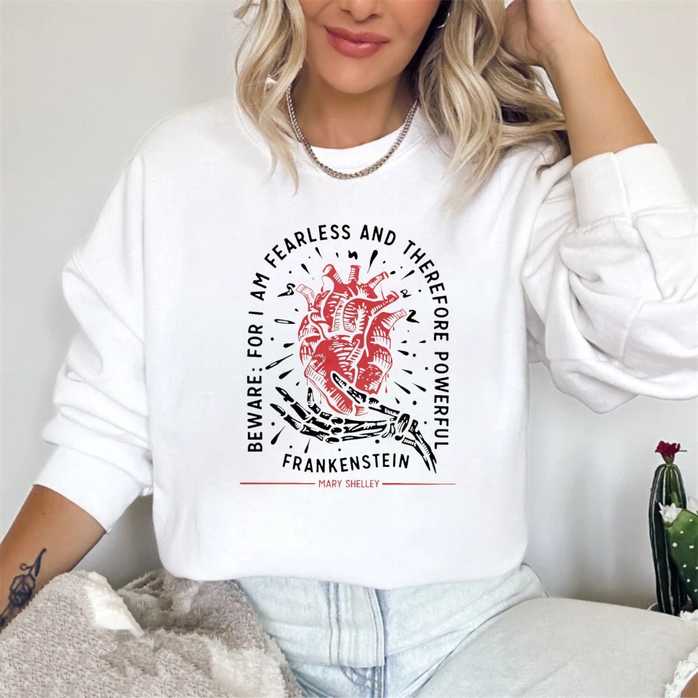 Wardrobecart Heart And Skeleton Hand With Quote From Frankenstein Unisex Classic Sweatshirt