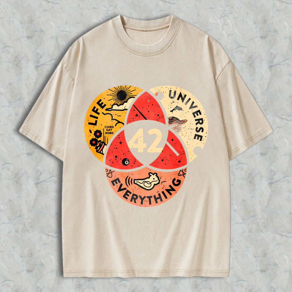 Wardrobecart Venn Diagram Life Universe Everything 42 Unisex Washed T-shirt