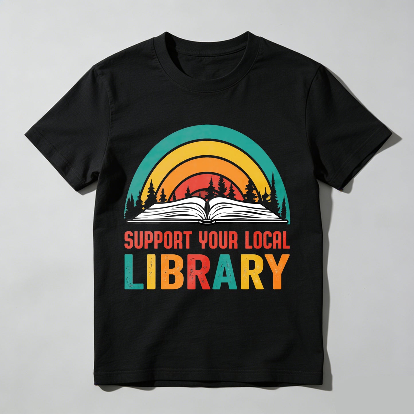 Wardrobecart Support Your Local Library Rainbow Book Forest Unisex Classic T-shirt