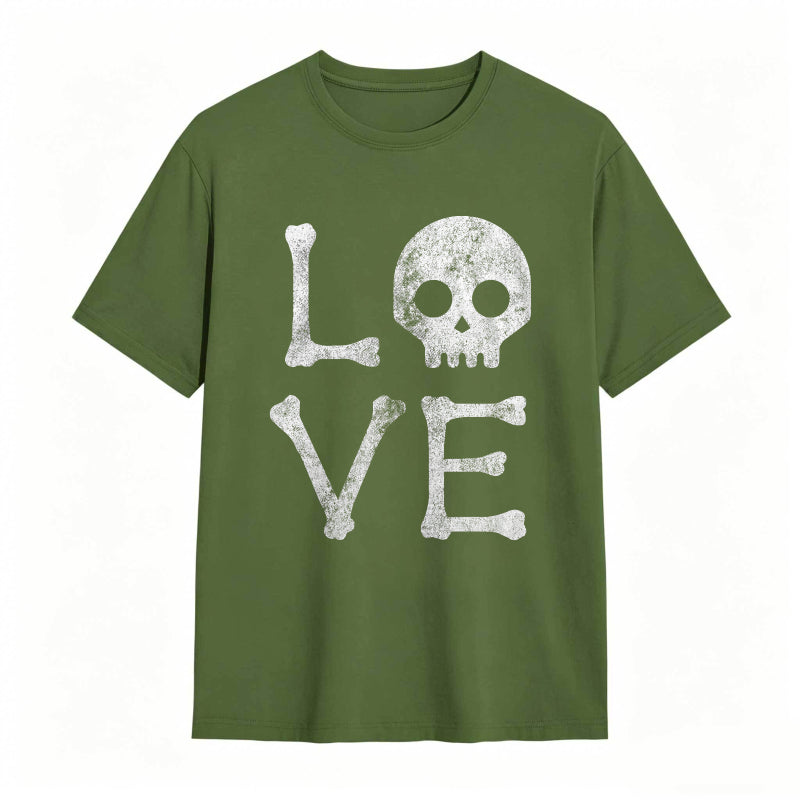Vintage Love Skull Funny Graphic Tee
